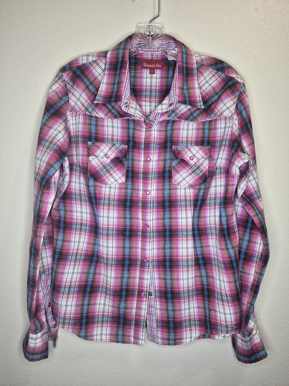 Panhandle Slim Pink Plaid Western Button-Down Shirt